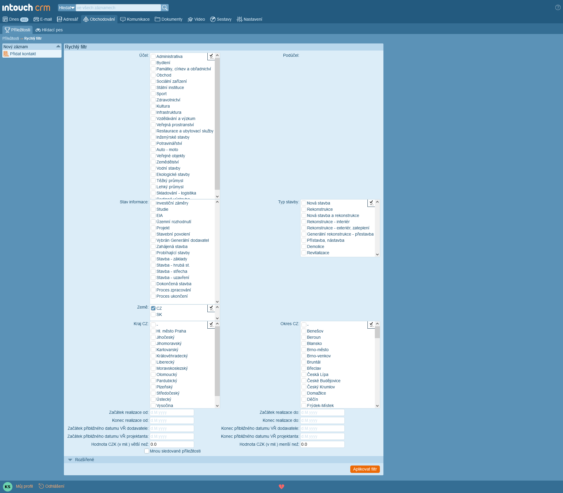 Co je aplikace RSP? - Registr stavebních projektů